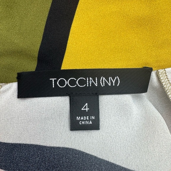 Toccin NYC Sarong Dress Multicolor Striped Pleated Front Sheath Dress Size 4 - Picture 10 of 11